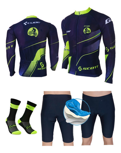 Ciclismo Jersey Licra +medias+ Badana Pantaloneta-envio$0-