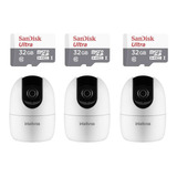 Kit 3 Câmeras Ip 360° Im4 Mibo Fhd Intelbras + Sd 32gb Ultra