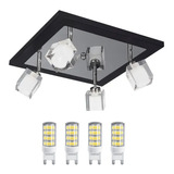 Plafon Moderno Techo Siena Tulipa Vidrio Ferrolux + 4 Led G9