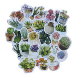 Adesivo Decorativo Scrapbook Planner 50 Peças Vaso De Cactus
