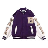 Chaqueta Bomber De Béisbol Bordada Vintage