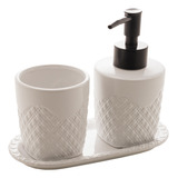 Conjunto Banheiro Lavabo 3 Peças Summit Branco E Preto Lyor