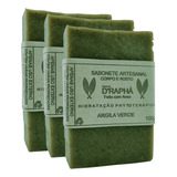 Kit 3 Sabonetes Argila Verde 100%vegetal Artesanato 100g