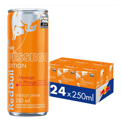 Pack de 24 Latas Red Bull Energético, Morango e Pêssego, 250ml | MercadoLivre