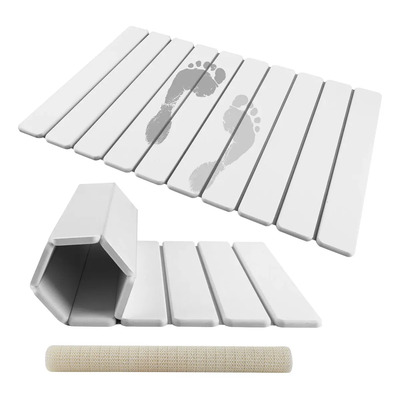 Tapete De Baño De Piedra De Diatomita 60 X 39 - Ultra Absorbente, Antideslizante And Fast Secado, Plegable Design, Easy De Guardar Y Limpiar Blanco