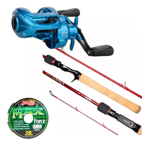 Kit Pesca Carretilha Montana Anticabeleira + Vara Indiana