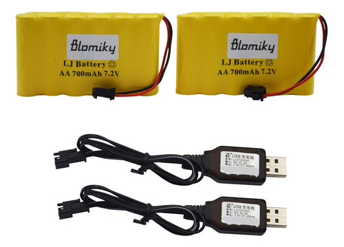 Bloimky Paquete De 2 Baterías Nicd Aa De 7,2 V 700 Mah Y C.