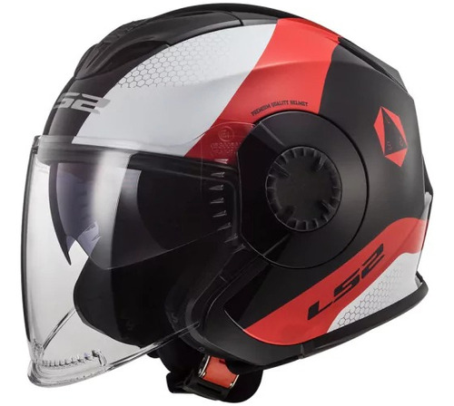 Casco Moto Abierto Ls2 570 Verso Technic Rojo Blanco Negro S