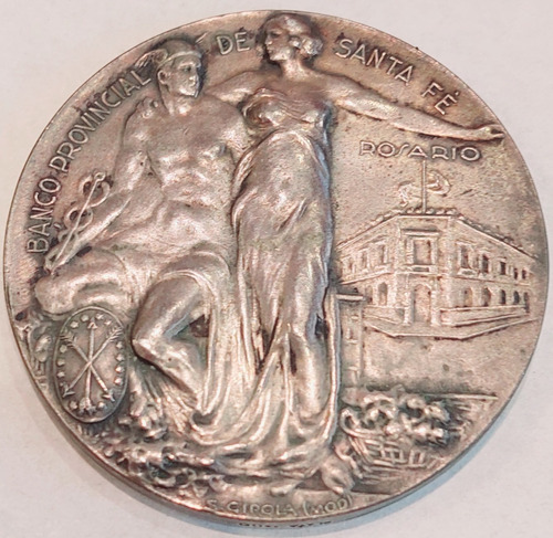 Medalla Banco Provincial De Santa Fe Rosario 1924 Plata 900