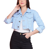 Jaqueta Jeans Feminina Curta Cropped Destroyed Rasgada