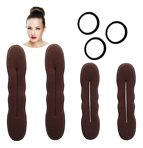 Black Magic Hair Bun Maker Paquete De 4 (2 Pequeños, 2...