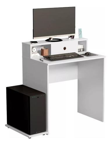 Mesa De Computador Escrivaninha Decor Branco - Shark Moveis