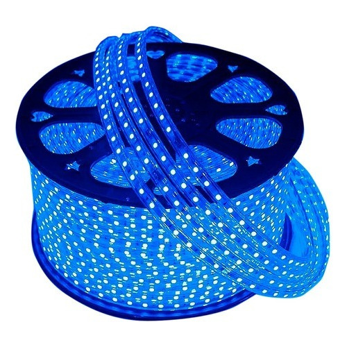 10m Mangueira Fita Led Chata 5050 110v Ou 220 Azul+1conector