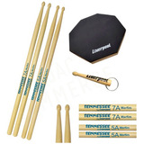 Baqueta 5a 7a Tennessee Bateria Com Pad Estudo 6' E Chaveiro