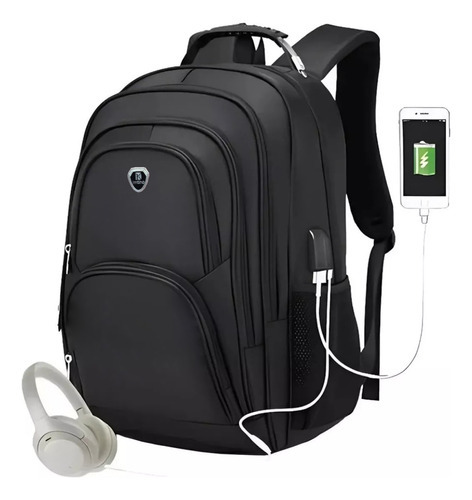 Mochila Masculina Executiva Notebook 15.6 16 17 Polegadas Cor Preto