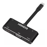 Adaptador Usb C Hdmi Vga Audio 3.0 Usb Carga 5 En 1 Mhl Otg Color Negro