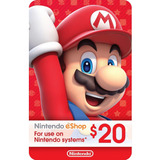 Tarjeta Nintendo Eshop 20 Usd  Región Usa