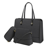 Set De Tote Bolsa Para Laptop 3pcs De Cuero Real Para Mujer 