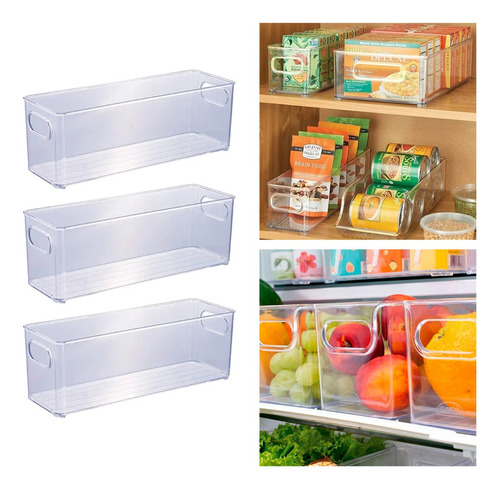 Organizador 10x30 Geladeira Armário Plasutil Kit C/ 3