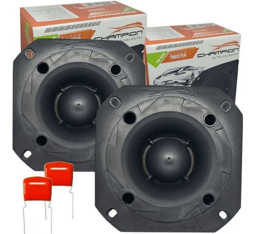 Par Super Tweeter 200wrms Champion Top + 02 Capacitores