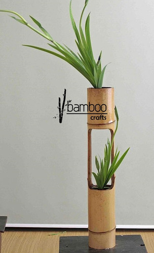 Macetera Elegante Artesanal De Bambú Decorativa Jardin 70 Cm