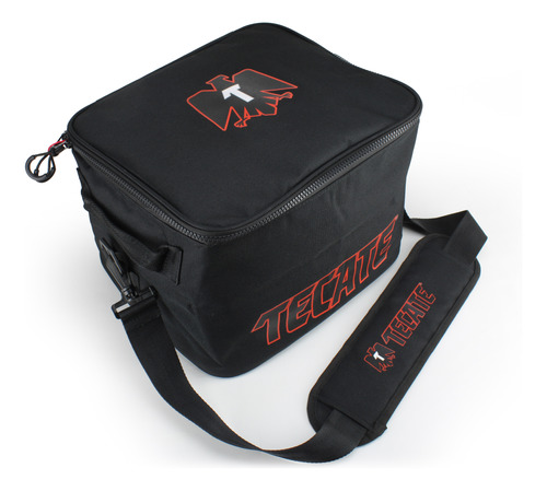 Soft Cooler Tecate Negro Logo Outline Rojo