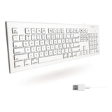 Macally Teclado Alámbrico De Tamaño Completo. 104 Teclas Color Del Teclado Blanco Idioma Inglés Us