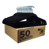 Kit 50 Cabides 45cm Veludo Preto Slim Antideslizante Roupa