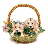 Joyeros - Joyero - Qifu-hand Painted Enameled Basket Dog St