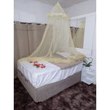 Mosquiteiro De Teto Casal P/ Cama Box, Queen Renda Amarela