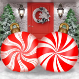 2 Piezas Grandes De Pvc Inflables De Navidad Decoradas Para