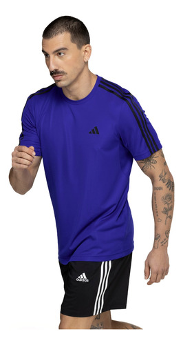 Camiseta Masculina adidas Manga Curta Essentials 3 Listras