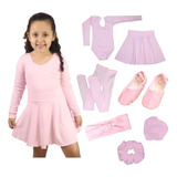 Roupa Ballet Infantil  Manga Longa 7 Peças 