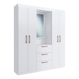 Guarda-roupa Com Espelho 4 Pt 3 Gv Siena Multimóveis Vcr4151 Cor Branco