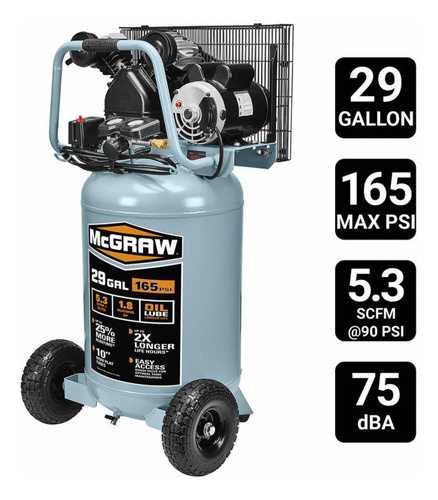 Compresor De Aire Mcgraw 1.8 Hp 165 Psi 29 Galones