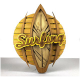 Figura Decorativa Tabla Surfs Surfista En Madera