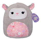 Peluche Squishmallows Elea Cordero Gris Flores 30cm Original