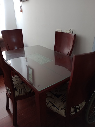 Comedor De 4 Puestos Madera Gruesa, Acolchado Impermeable.