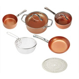 Set Sarten Ollas 9 Piezas Migas Cobre