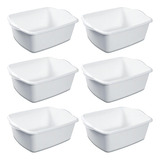 Sterilite Plastic Rectangular Dish Pan, Blanco, Pack De 6