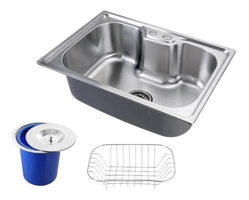  Cuba Inox Gourmet 60x42 + Lixeira 5l + Escorredor