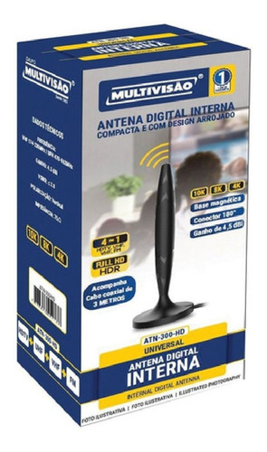 Antena Digital Interna Tv E Conversor Uhf Hd Cabo Coaxial 3m