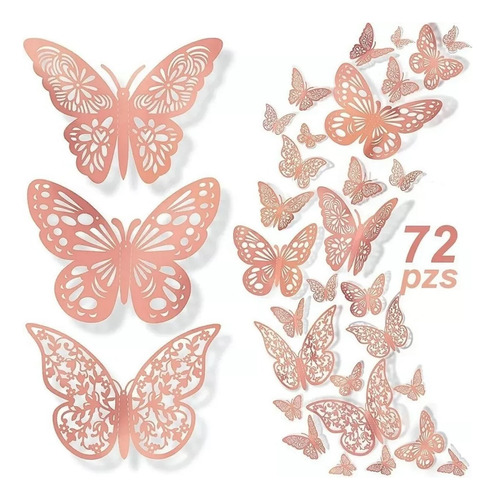 72pcs Mariposas Decorativas,3d Pared Colore Metalicos Hueco