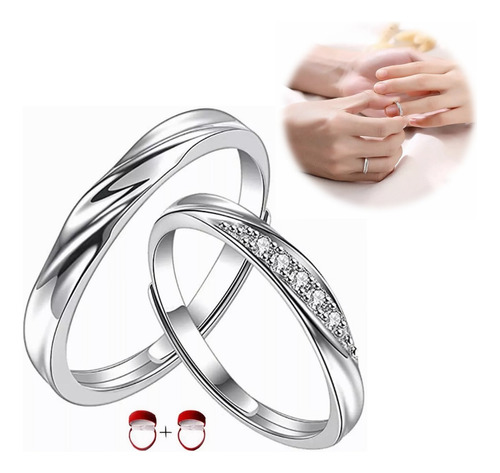 Anillos De Plata Para Parejas, Anillo Ajustable De Plata 925