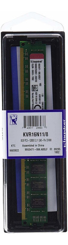 Memoria Ram 8gb Kingston Valueram 1600mhz Ddr3 (pc3-12800) Non-ecc Cl11 240 Pin Dimm Motherboard (kvr16n11/8)