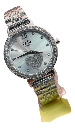 Reloj Para Mujer Marca Qyq Corazones Pulso Acero Original