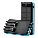 Power Bank 10000mah Panel Solar Recargable 4 Cables Linterna