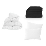 Kit De Cama 3x2 Negro Queen Size