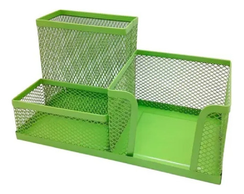 Portataco Portaclip Portalapiz Metal Organizador Escritorio Color Verde