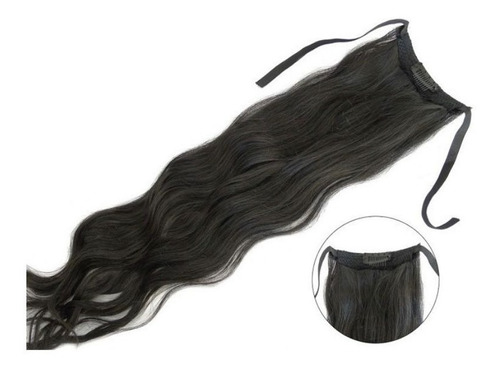 Aplique Rabo Cavalo Humano 50cm Cabelo Natural Liso